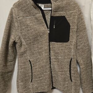 Athleta Gray Teddy Jacket with Black Details